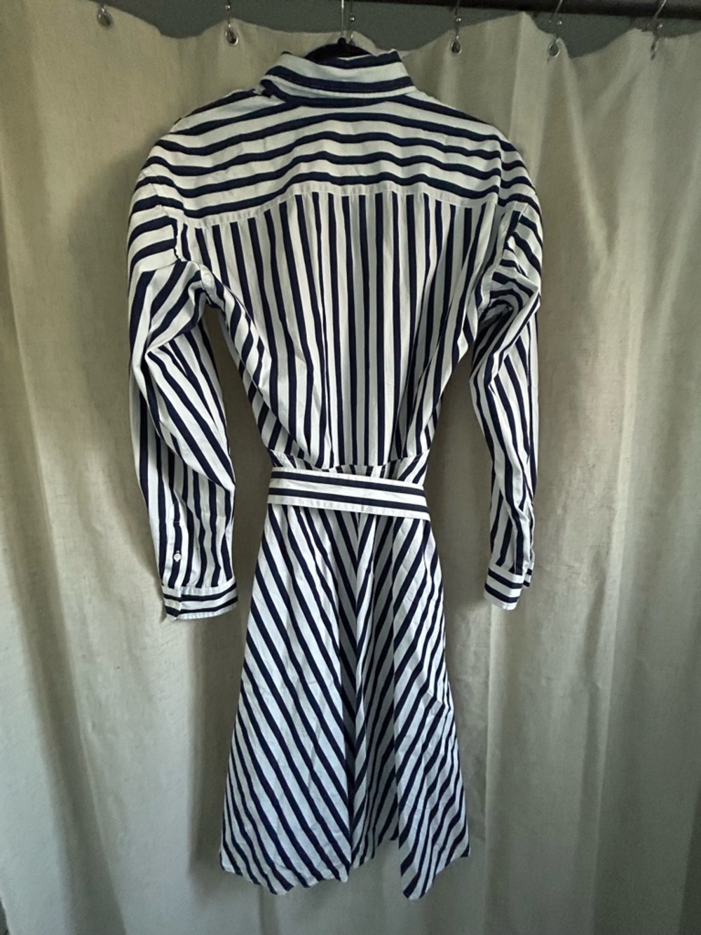 NWOT Polo Ralph Lauren Ela Navy & White Striped Long-Sleeve Shirt Dress - Picture 5 of 6